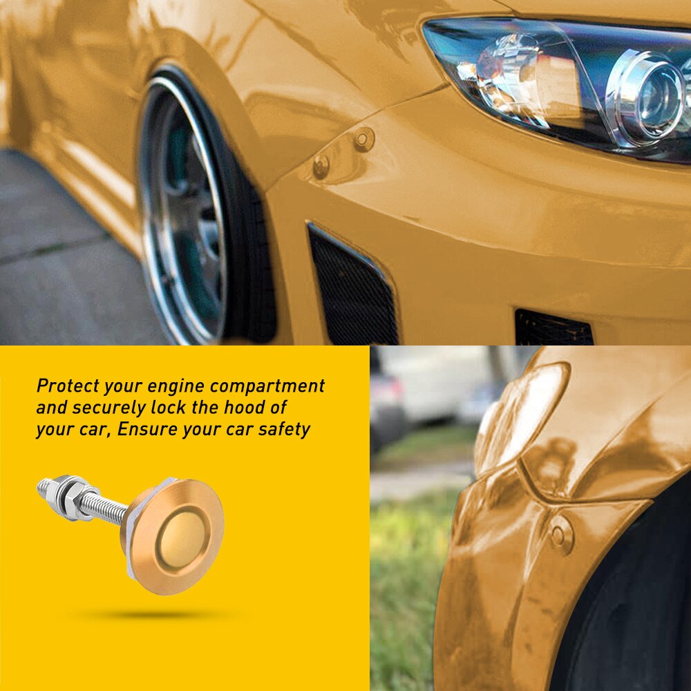 Kit de carrocería Universal para capó de coche, perno de aluminio dorado para cierre de bloqueo de capó, liberación rápida, 4 unidades
