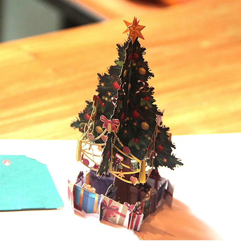 1pcs 3D Popup Greeting Cards Christmas Tree Post Card Card For Birthday Christmas Valentine' Day Party Wedding Decoration
