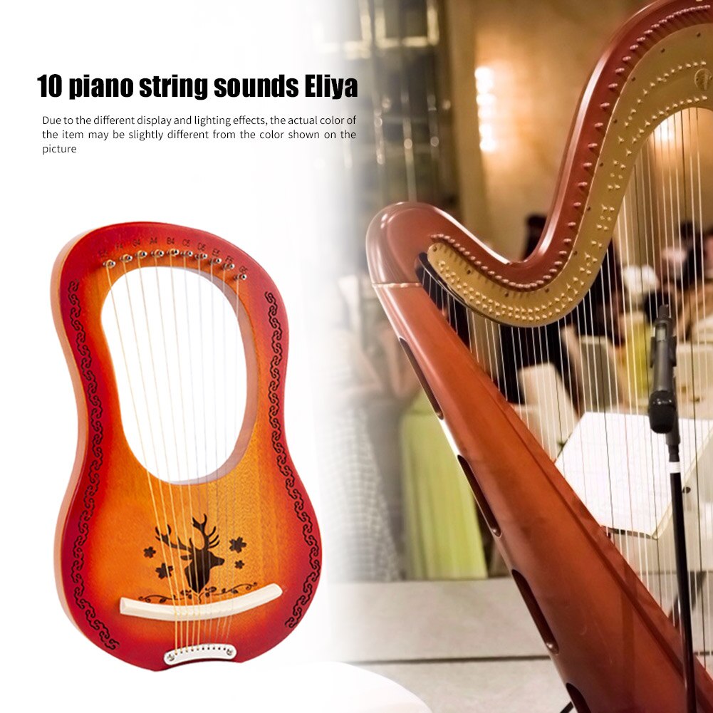 10 strenger mahogni lyre solid trestreng musikkinstrument reinharpe musikalsk fornøyelig instrument forsyninger