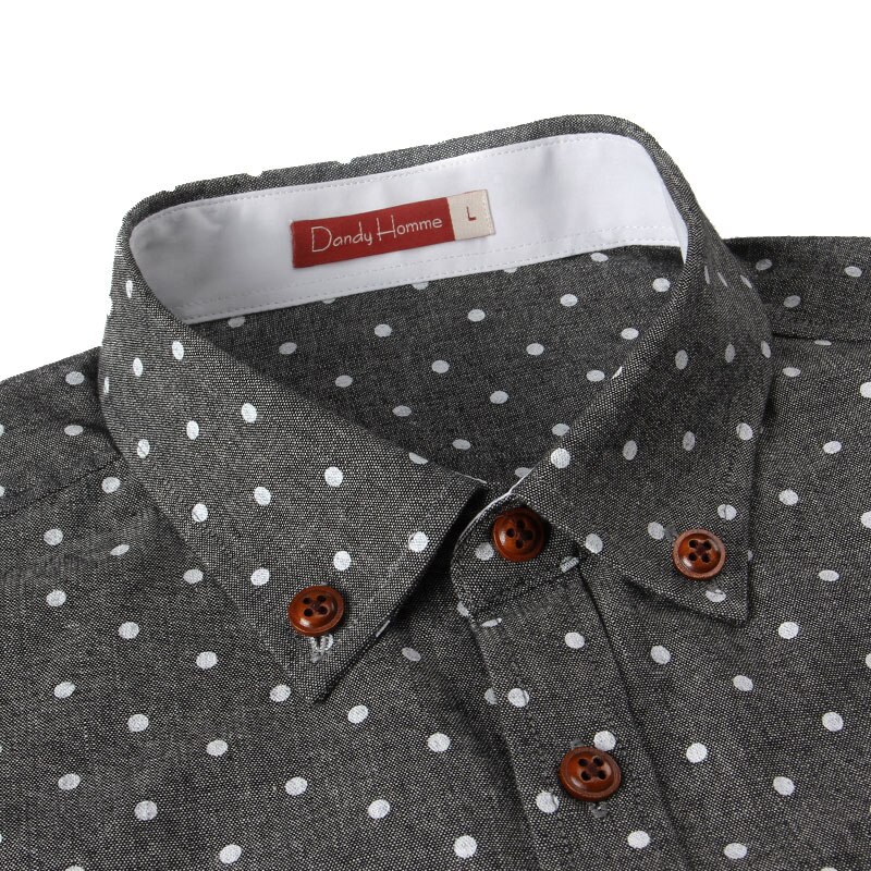 100% Cotton Soft Spring Mens Clothes Dress Shirts Brand Clothing Casual Long Sleeve Men Shirt Slim Fit Polka Dot Printed