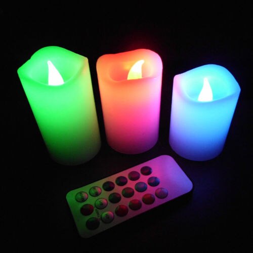 3Pcs/Lot remote control electric flameless led wax safe romantic candle flameless color changing birthday candles light lamp