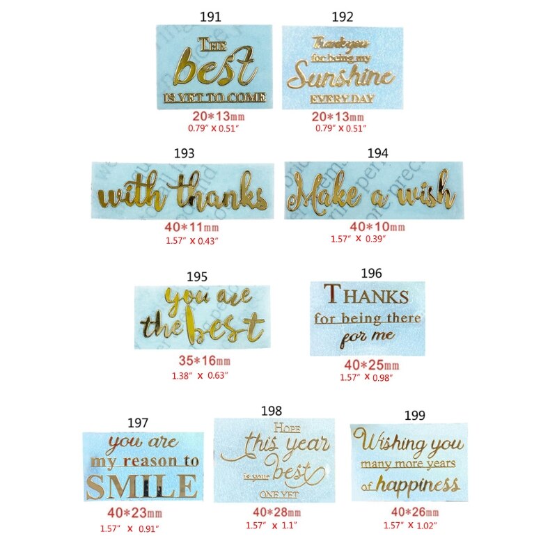 10 bögen mit englischen buchstaben, segensworten, metallaufklebern, epoxidharzformfüllung