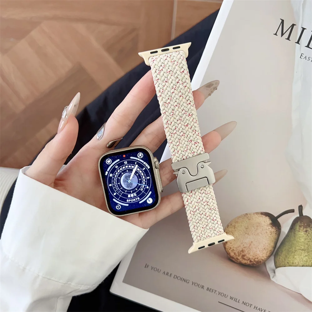 Correa trenzada Solo Loop para Apple watch Band 46mm 44mm 45mm 42mm 40mm 41mm Ultra 2 49mm Correa iwatch Series 10 9 8 7 6 SE 5 4
