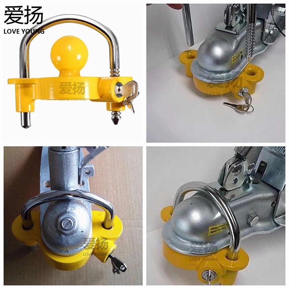 Trailer Parts Use Coupling U type of lock with yellow coupler/trailer coupler lock
