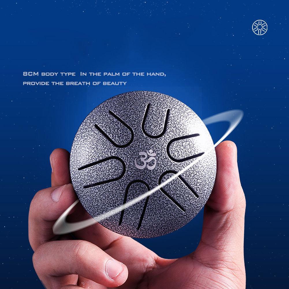 Mini Ethereal Drum 3 Inch 6 Tone Steel Tongue Drum Handheld Music Drum 3 Instrument Colors Lovers Percussion Beginner D5n8
