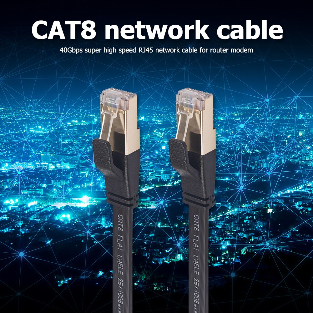 Cat8 Ethernet Cable SFTP 40Gbps Cat 8 RJ45 Network LAN Patch Cord Gold Plated Household Computer Accessories