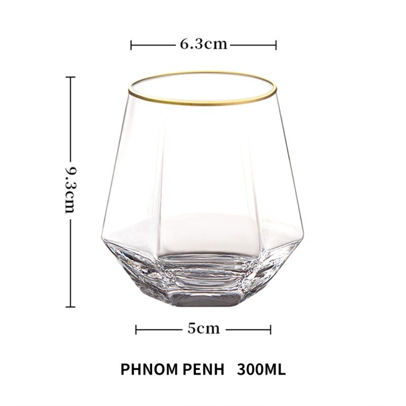 Geometri whiskyglas diamant krystalglas kop guld kant flaske gennemsigtig kaffe mælk te krus hjem bar drinkware glas kop: -en