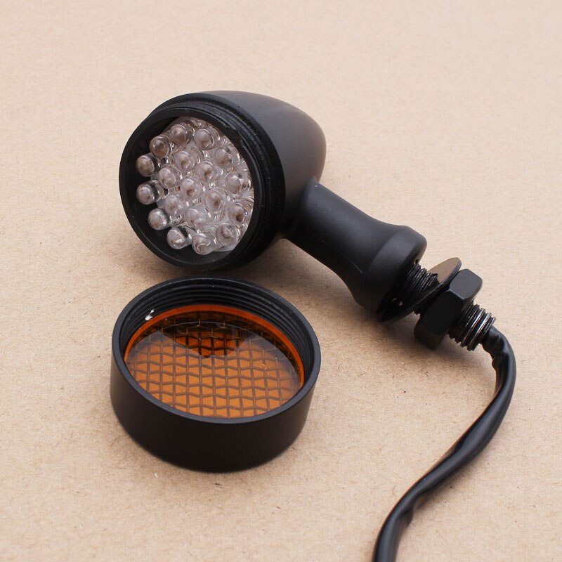 4pc Cafe Racer Motorcycle Retro Aluminum Turn Signal Light With Grid Indicators LED Brake Light 10mm Universal for Triumph Honda