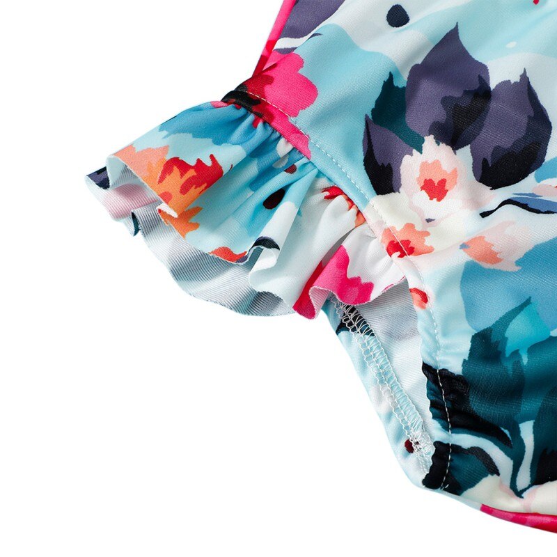 Toddler Girls Swimsuit Bikini Sets Summer Kids Flower Print Swimwear Two-piece Set Children's Bathing Suit Biquini Infantil