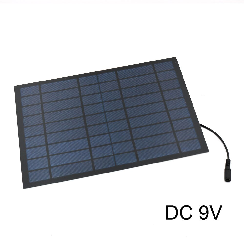 Panneau solaire 9V 2/3/4.5/10W Transparent Poly Module de cellules solaires 7.4V 6.4V 26650 18650 3.2V 3.7V connecteur de batterie DC 5.5*2.1 plug