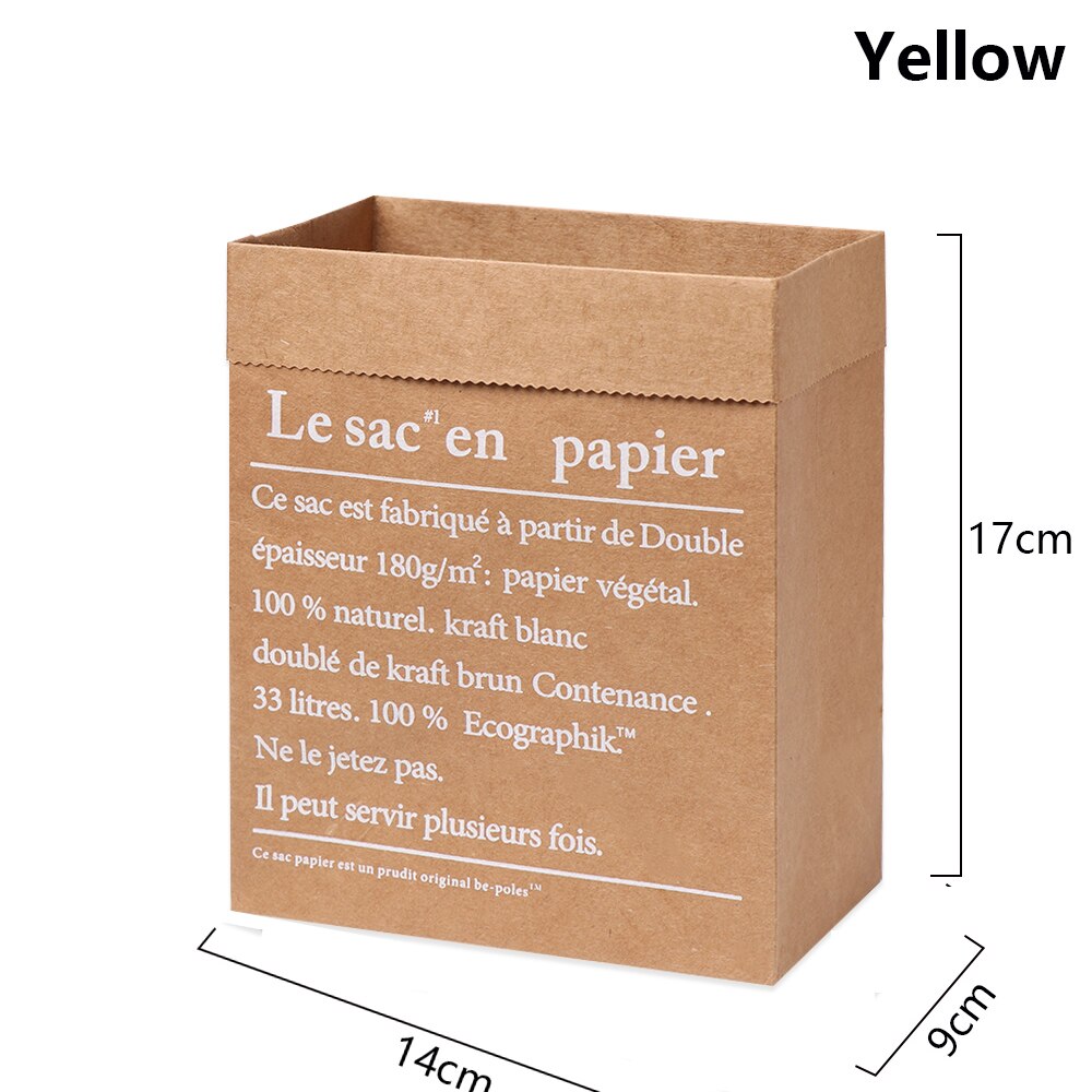 1PC Double Layers Kraft Paper Bag Storage Basket DIY Vase Flowerpot Package Party Supplies Home Decoration Desktop Ornament: yellow