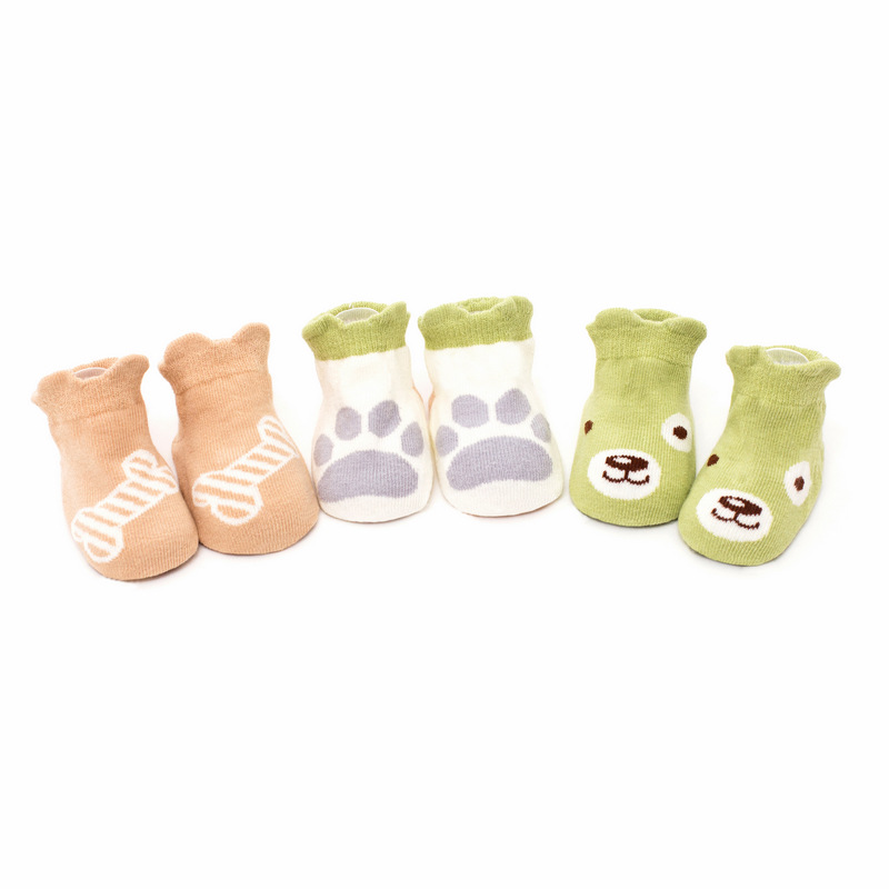 3 Pairs/Lot Baby Socks With Grip Kids Cute Stereo Animal Cartoon Loose Toddle Boys Girls Anti Slip Socks Floor Crawling Socks: Dog