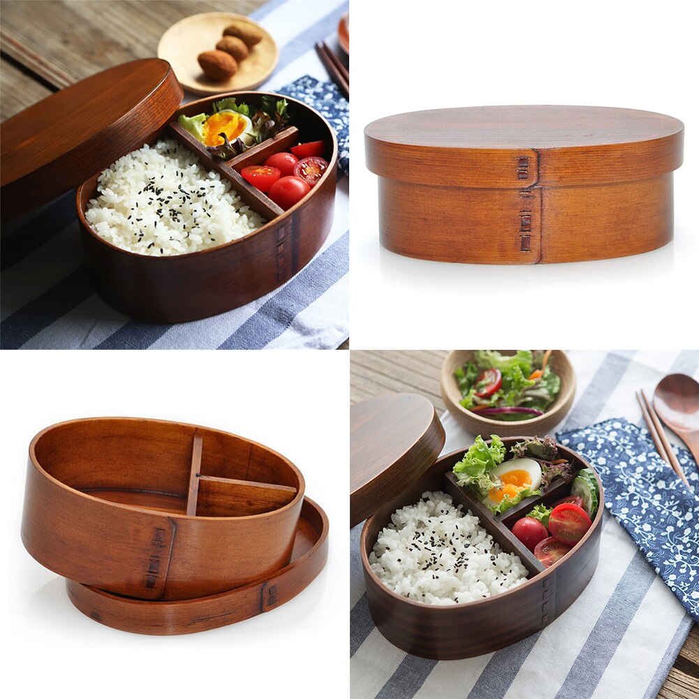 Wooden Lunch Box Japanese Bento Box Portable Eco-friendly Lunch Box For School Kids Office Worker
