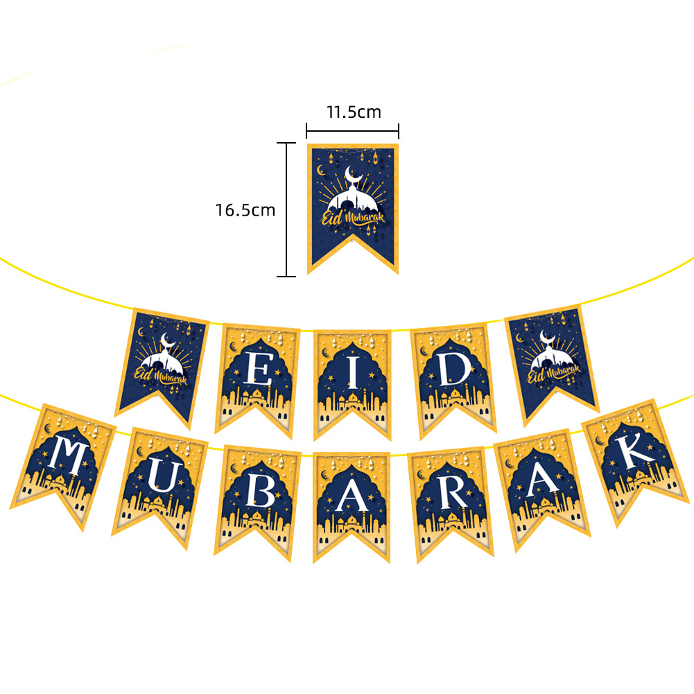 Guirxiété de banderoles Eid Mubarak, banderoles en papier avec lettres, décoration pour Ramadan Kareem, fournitures de fête musulmane islamique, , 2024: GRIS FONCÉ