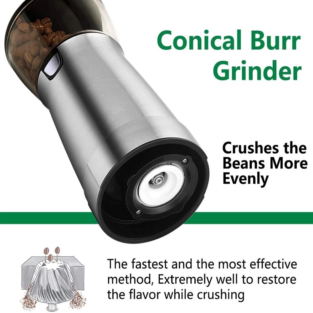USB Rechargeable Coffee Grinder Electric Stainless Steel Adjustable Hand Grinder Coffee Machine Coffee Bean Grinders Kitchen Too