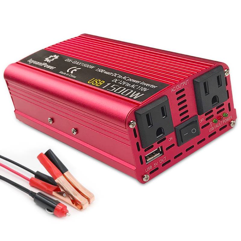 Car Inverter 1500W DC 12V to AC 110V/220V 230V dual 3.1A USB Charging Adapter Converter Universal US Socket Solar Power