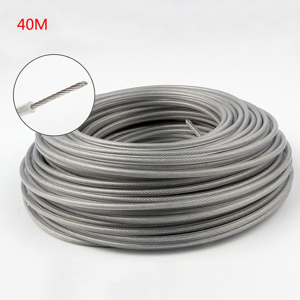 3Mm Nylon/Staaldraad Trimmer Draad Maaien Trimmer Touw Bosmaaier Hoofd Strimmer Lijn Maaien Draad Grasmaaier accessoire 4 Types: steel wire 40m