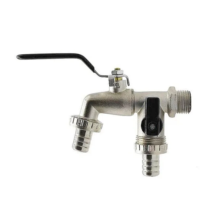 Outdoor garden faucet with 1 inlet and 2 outlets antifreeze faucet, equipped with double joint brass black faucet garden tool: PURPLE