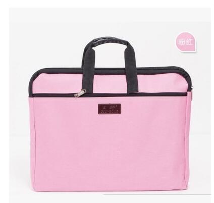 Zipper oxford cloth paper folder for document A4 portable double layer fillings computer holder filling office bag: pink