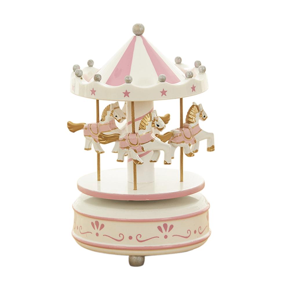 Merry-go-round Music Boxes Geometric Music Baby Room Decoration Unisex Wooden Christmas Horse Carousel Box Home Decor: E