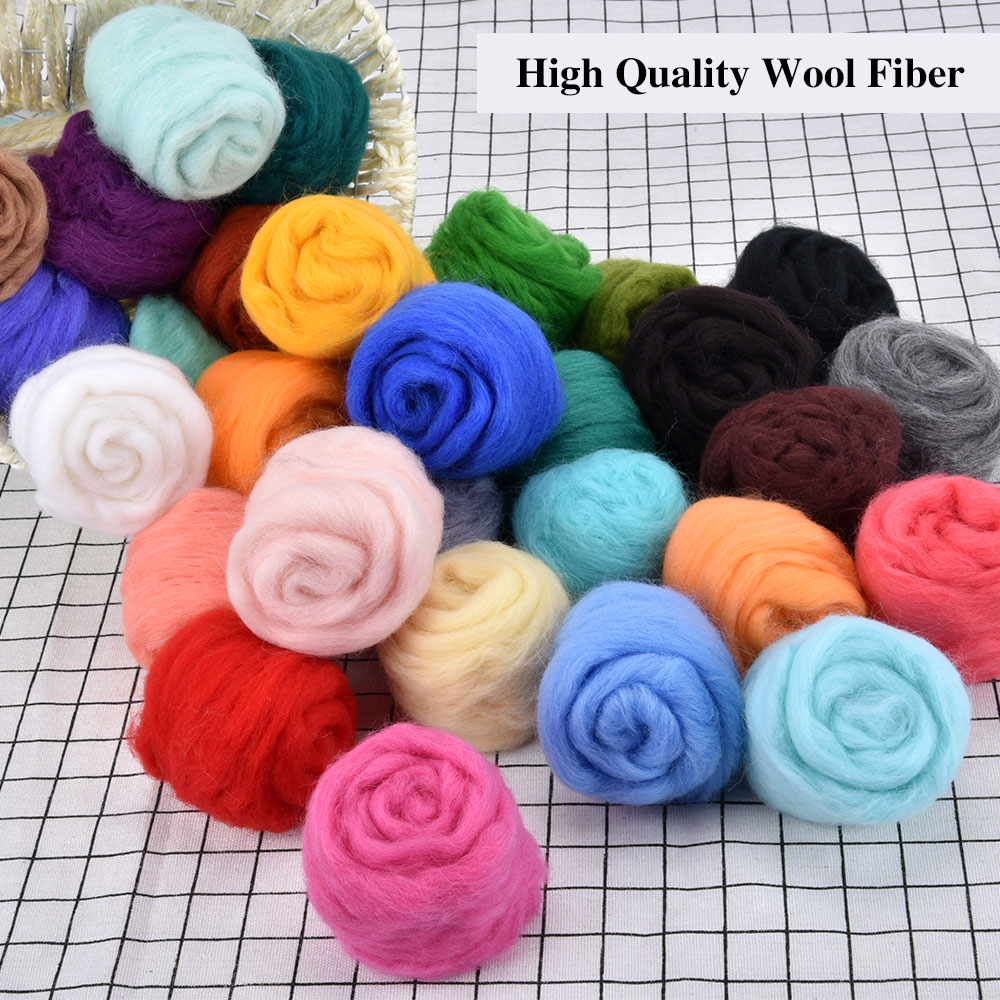 24/30/36/50 farver merino filtning uld toppe blød roving uld fiber til nålefiltning & våd filtning gør-det-selv dukke håndarbejde håndlavet