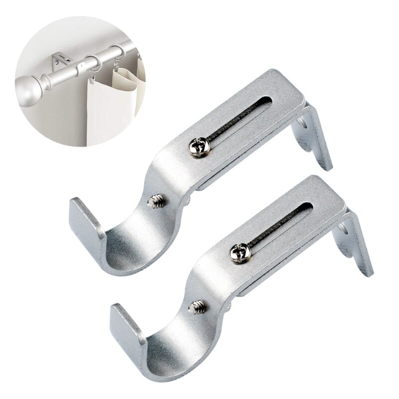 3 Pcs/Set Curtain Rod Brackets Adjustable Curtain Brackets Valance Support Holders Curtain Rod Holder Wall Bracket Hooks w/ 28GF