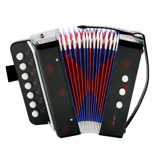 Mini acordeón de 7 teclas, 3 botones, juguete educativo para niños, instrumento Musical de: Black