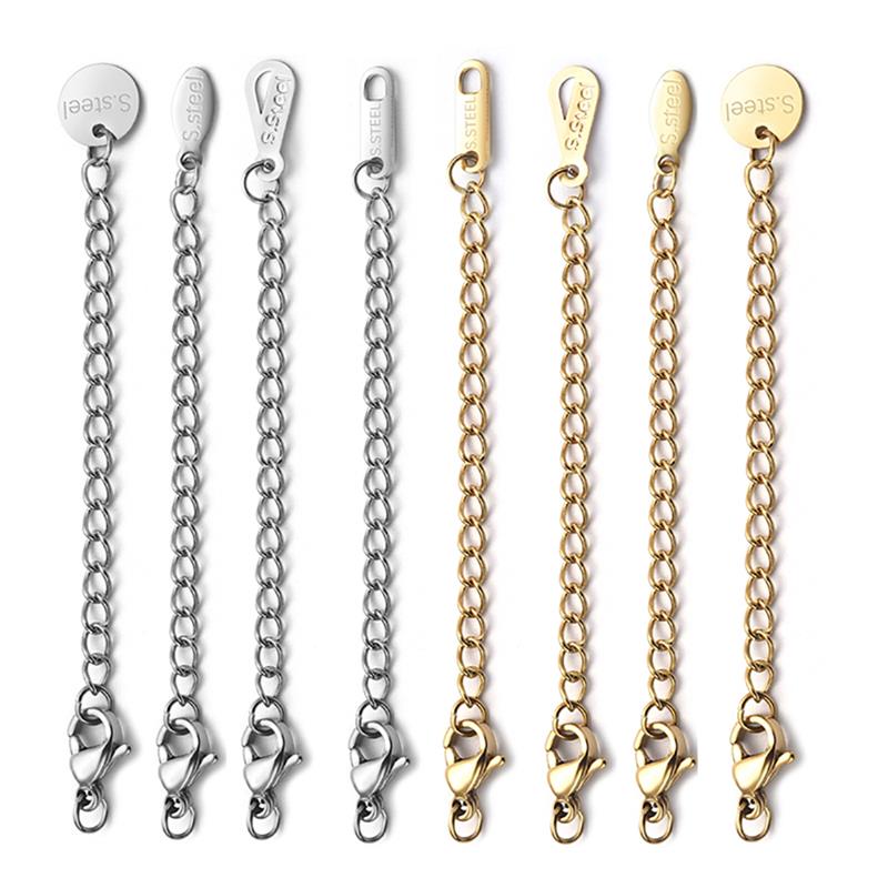 5/10/100pcs/Lot Stainless Steel Extended Extension Tail Chain Lobster Clasps Connector For Bracelet Necklace Jewelry Making
