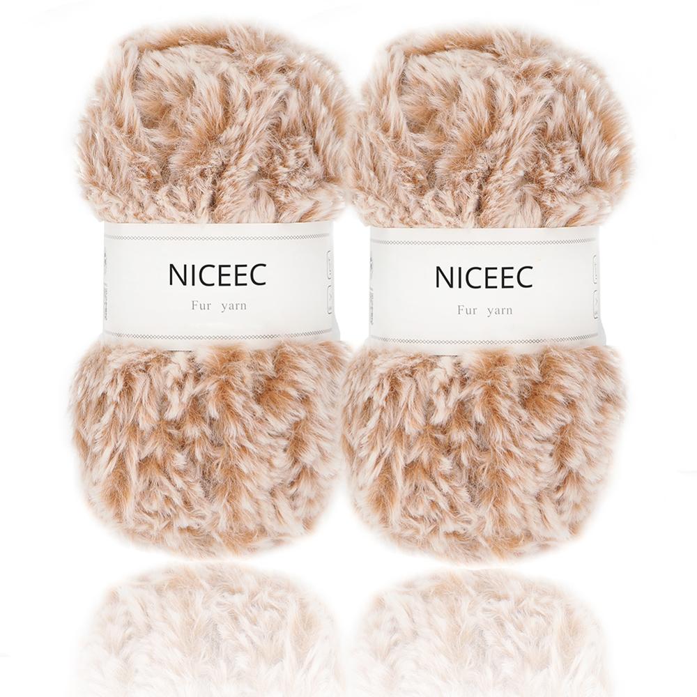Niceec 2 Strengen Super Soft Bont Garen Chunky Pluizige Faux Fur Garen Wimper Garen Voor Haak Knit-Totale Lengte 2 × 32 M (2 × 35yds,50G × 2): 5