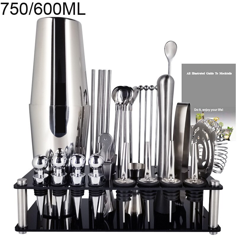 28 pieces Premium Shaker Barware Set Stainless Bar Boston Cocktail Shaker Set Bartender Kit Includes Shaker Spoon: C