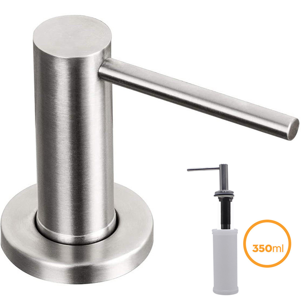 Stainless Steel Sink Liquid Soap Dispenser Pump Head Built-in Liquid Soap Bottle Hand Press Kitchen Detergent Dispenser Bottle: WHITE