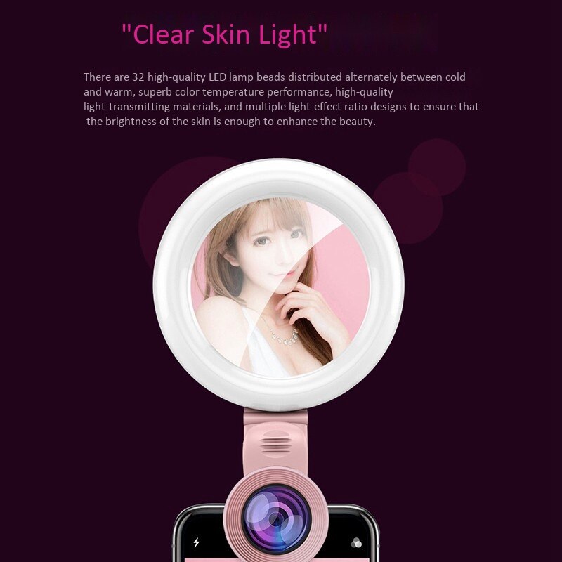 Selfie Ring Licht LED-Flash Portable Handy 20X Makro Weitwinkel Objektiv Ring Clip für iPhone