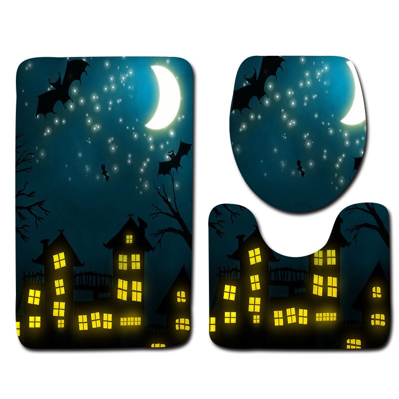 Zeegle 3Pcs Badmat Set Voetstuk Tapijt Deksel Wc Cover Mat Halloween Mat Voor Badkamer Decoratie Flanel Anti Slip badmat Tapijt: wsj117