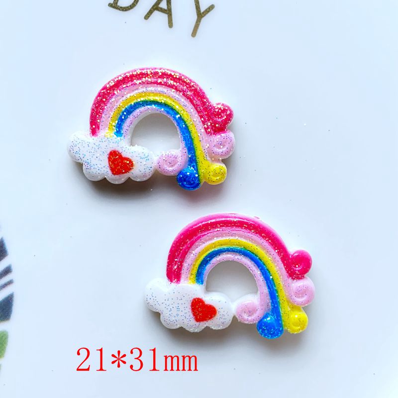 10Pcs Hars Leuke Gemengde Heldere Regenboog Serie Platte Achterkant Cabochon Plakboek Kawaii Diy Embellishments Accessoires: K