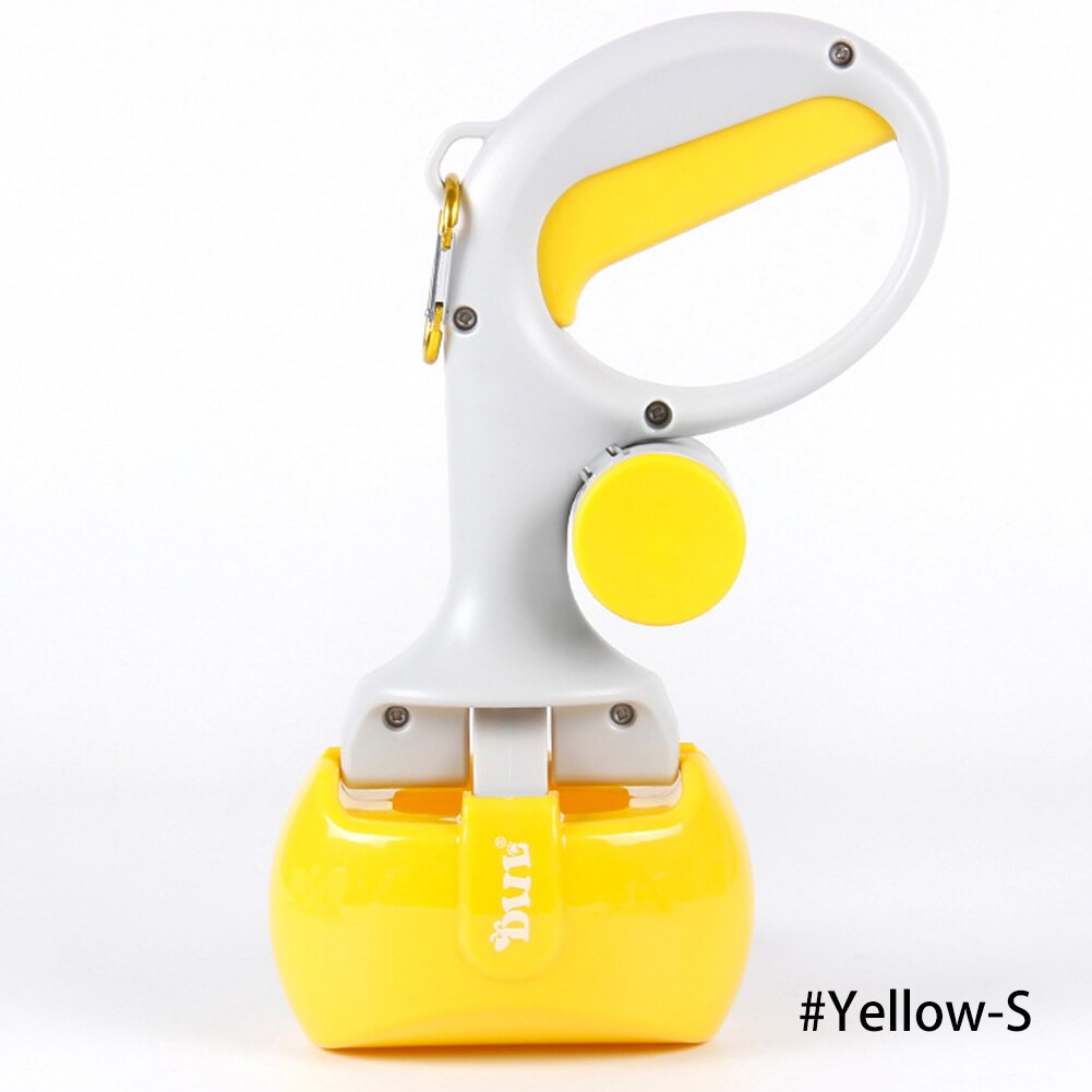 2 In 1 Pet Pooper Scooper for Dog Cats Long Handle Poop Scoop Outdoor Clean Pick Up Waste Picker Cleaner Dog Excrement Collector: YELLOW / S