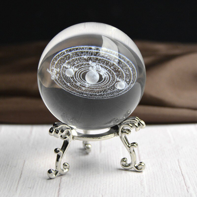 3D Solar System Miniature Crystal Ball Engraved Planets Model Home Decor BJStore