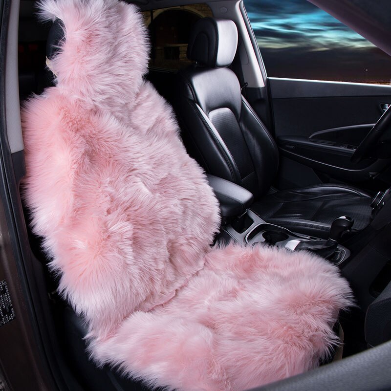Kawosen 1 Stuk Lange Faux Bont Bekleding, Universele Kunstmatige Pluche Auto Stoelhoezen, leuke Pluche Sneeuw Zitkussen LFFS02