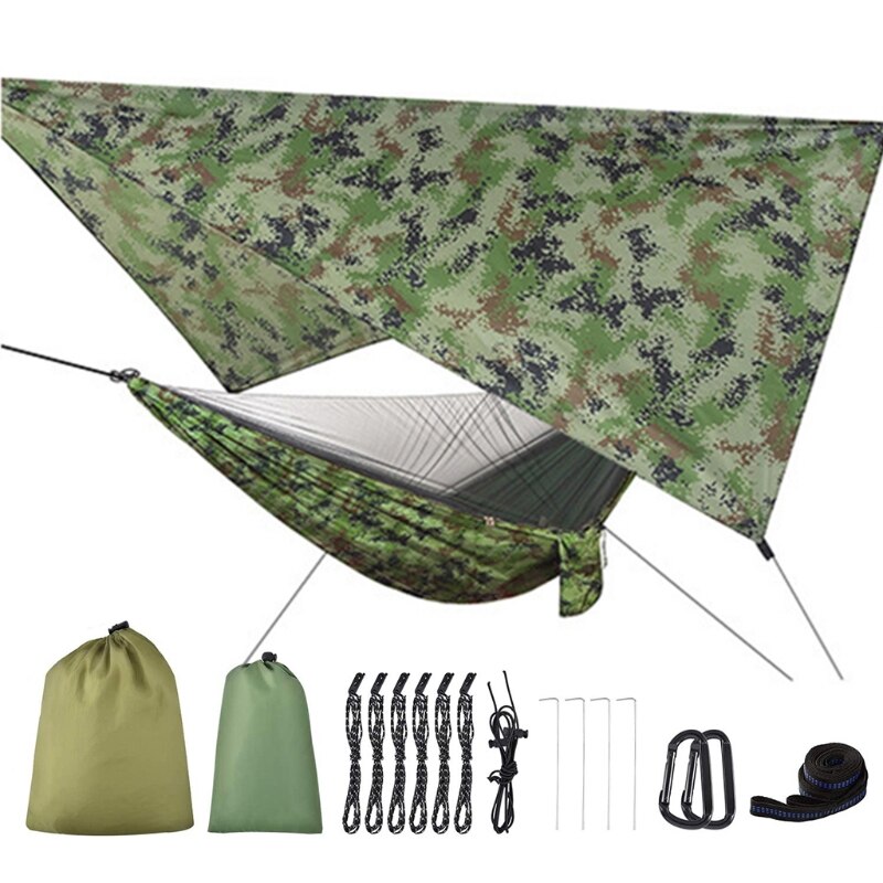 2 in 1 Lightweight Portable Outdoor Camping Hammock Mosquito Net Hammock Tent With Waterproof Canopy Awning Netting Set girls lo
