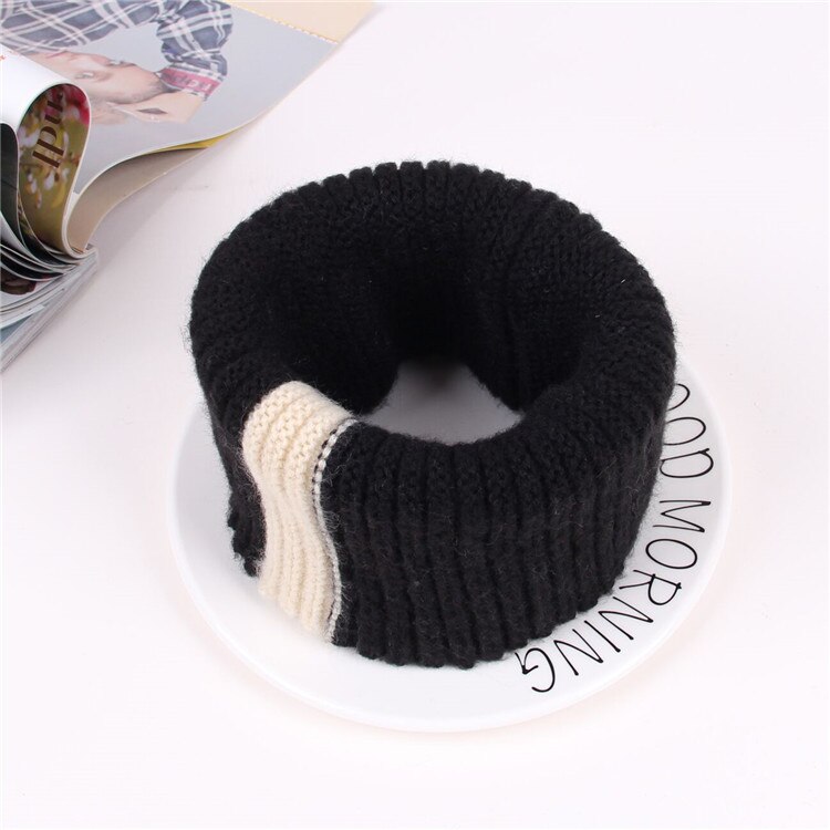 Koreanske børn strikket gravhund tykt varmt stribet tørklæde krave patchwork til børn vinter tørklæder ring infinity tørklæde: 3
