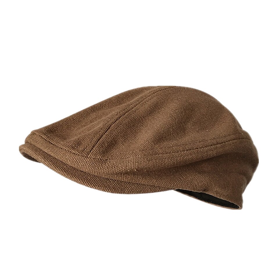 SHOWERSMILE Men Beret Hat 100% Cotton Grey Flat Caps Male Spring Solid Vintage Directors Driving Hat British Gatsby Style Hats: Camel / 56-58 cm