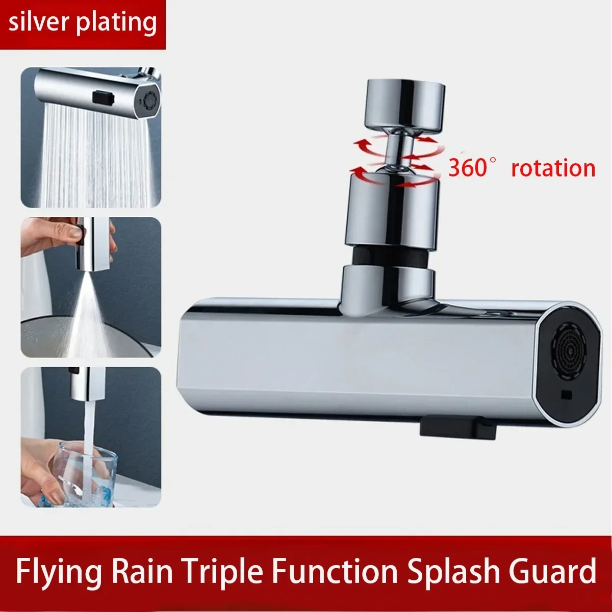 Kitchen Faucet Splash Protector Waterfall Water Outlet Universal Rotary Bubbler Booster Extension Water Nozzle Universal Joint: WHITE