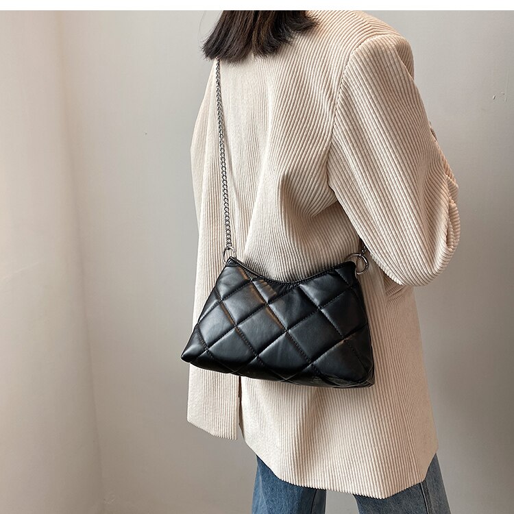 Soft PU Leather Women's Chain Shoulder Crossbody Bag Simple Ladies Small Square Messenger Bag Female Purse Handbags