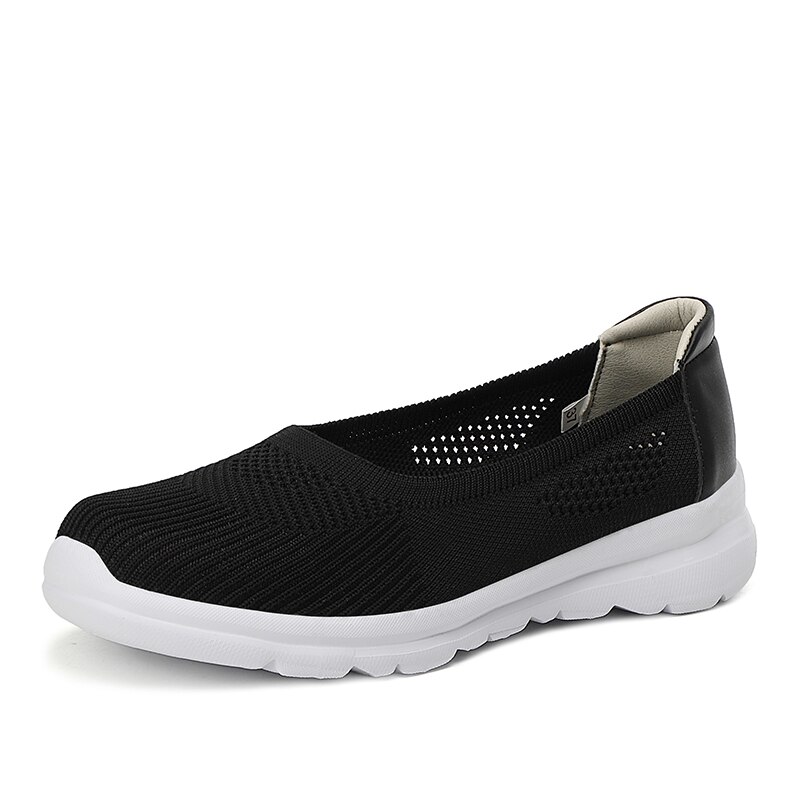 LEMAI Flats Women Shoes Summer Breathable Mesh Casual Shoes Woman Slip-on creepers moccasins Ladies Loafers Shoes: XT2028 Black / 36
