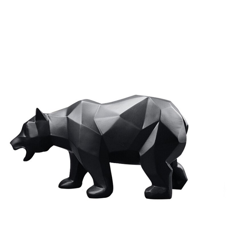 Bear Resin Statue Model Black Bear Sculpture Geometric Wildlife Male Bear Decor Home Office Animal Statues Craft Orament: Default Title