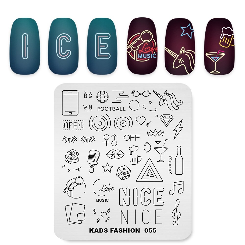 Nail Art Stamp Template Words Letter Small Patterns Nail Stamping Plate DIY Image Printing Plate Stainless Steel Stencils: Fashion 055