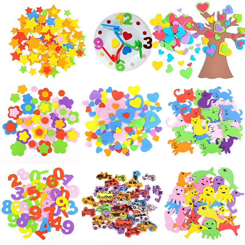 Naklejki 3D z pianki EVA Cartoon Animal Number Star Heart Vehicle Mix Color Samoprzylepne naklejki rzemieślnicze dla dzieci DIY Education Toys Gift