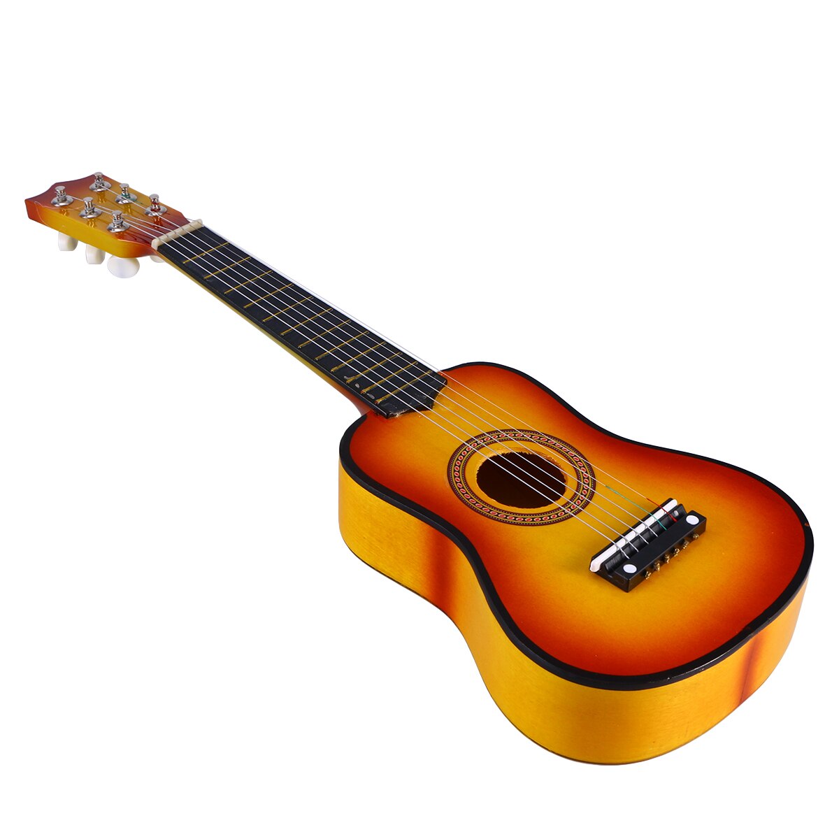 Guitarra acústica portátil de madera para niños, instrumento de tamaño pequeño, en pulgadas, Rojo: Giallo