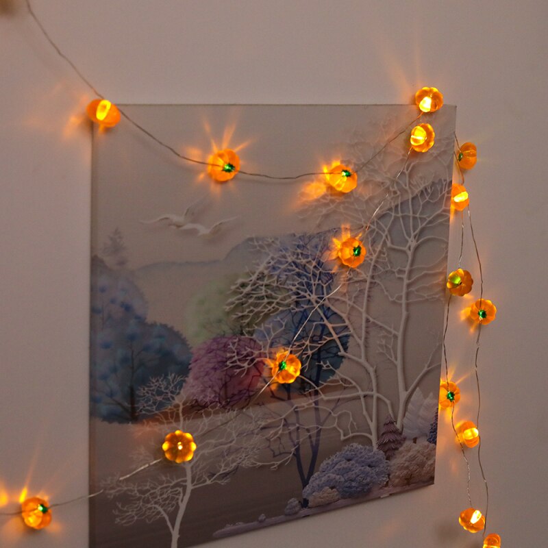 3D Pompoen Lantaarn 30 Lichten Afstandsbediening Licht String Halloween Pompoen Vorm Light String 8 Functies Batterij Doos