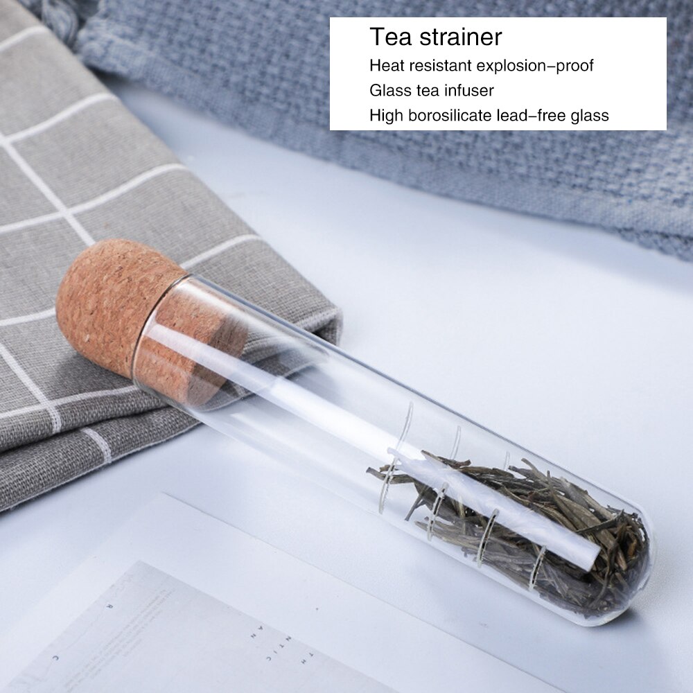 Glass Tea Infuser Empty Bottle Mini Transparent Tea Strainer Cork Glass Bottle Tube Brewing Test Tube Tea Set Kitchen Tools