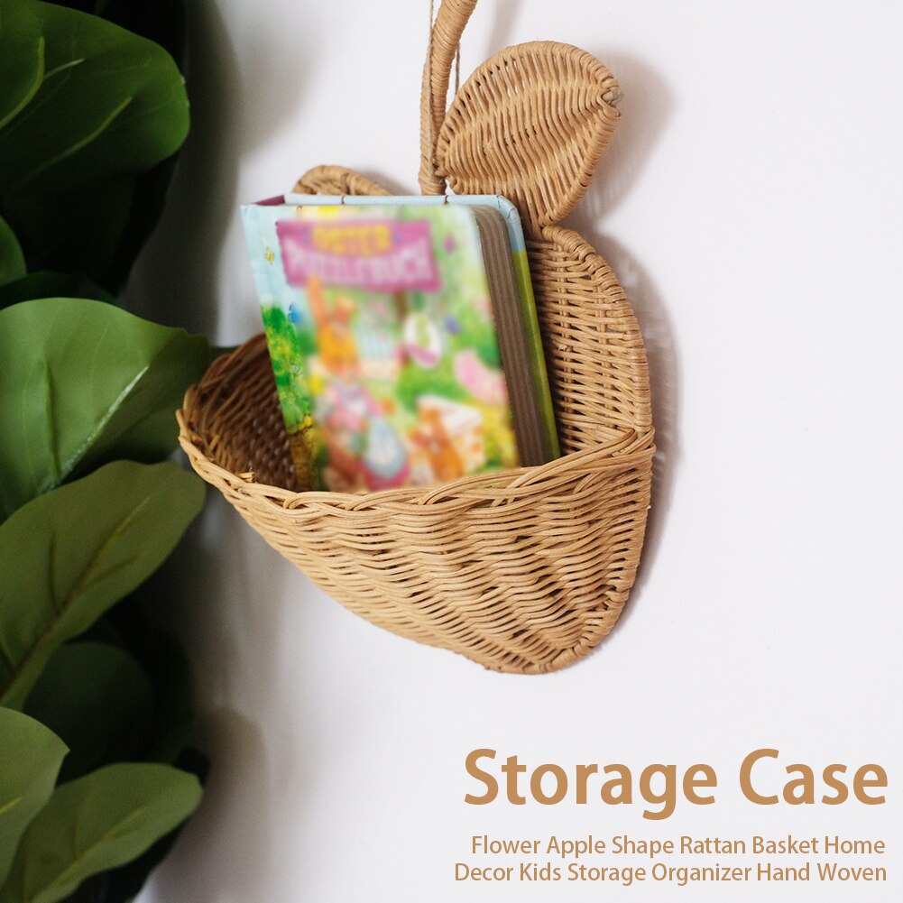 Panier de rangement en rotin en forme de fruits et fleurs, boîte de rangement suspendue, décor de maison pour enfants, panier d'organisation tissé à la main